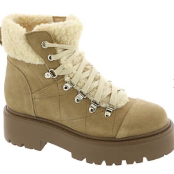 Steve Madden Reyen Suede Faux Shearling Cold Weather Lug Sole Platform Booties - Picture 2 of 13